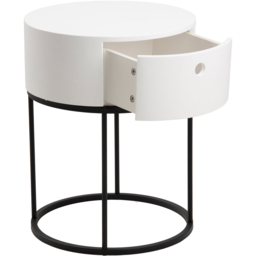 Florence Polo Single Drawer Black and White Round Bedside Table - thumbnail 4