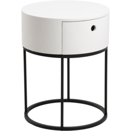 Florence Polo Single Drawer Black and White Round Bedside Table - thumbnail 2