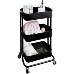 3 Tier Matt Black Storage Trolley