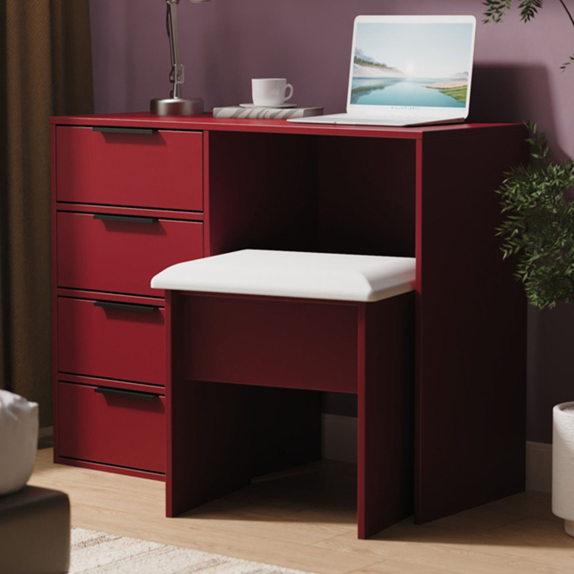 Crowndale Hong Kong 4 Drawer Red Matt Vanity Dressing Table Ready Assembled - image 1