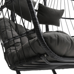 Living and Home Black 2 Seater Garden Hanging Egg Chair with Cushions - thumbnail 4