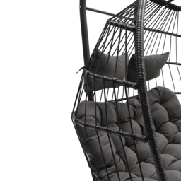 Living and Home Black 2 Seater Garden Hanging Egg Chair with Cushions - thumbnail 3