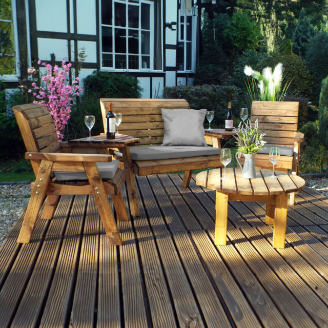Charles Taylor 4 Seater Round Set Companion Seat with Grey Cushions - image 1