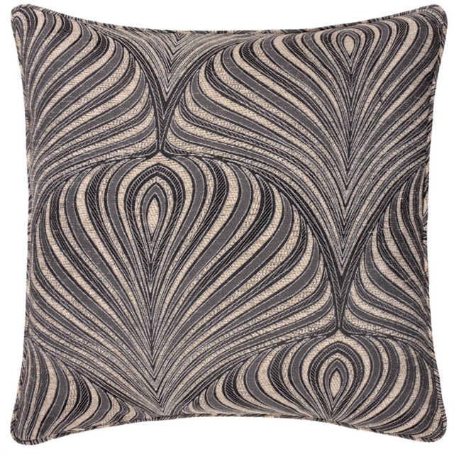 Paoletti Gatsby Black Jacquard Piped Cushion - image 1