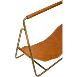 Ivyline Contemporary Hanging Leather Antique Brass Log Holder - thumbnail 3