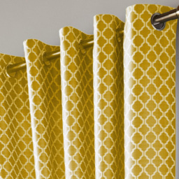 Alan Symonds Wold Ring Top Eyelet Curtains Ochre and White 167cm x 137cm - thumbnail 2