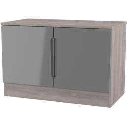 Crowndale Milan Grey Gloss and Grey Oak 2 Door Compact Storage Unit Ready Assembled - thumbnail 2