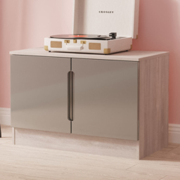 Crowndale Milan Grey Gloss and Grey Oak 2 Door Compact Storage Unit Ready Assembled