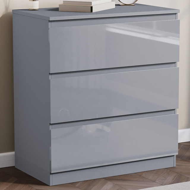 Vida Designs Glinton 3 Drawer Grey Chest of Drawers - image 1