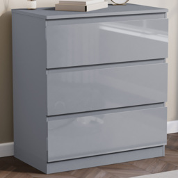 Vida Designs Glinton 3 Drawer Grey Chest of Drawers - thumbnail 1