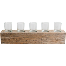 Wooden Tealight Candle Holder Set Brown - thumbnail 1