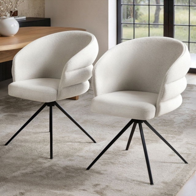 SOLACE+CO Eira Set of 2 Cream Swivel Dining Chair - image 1