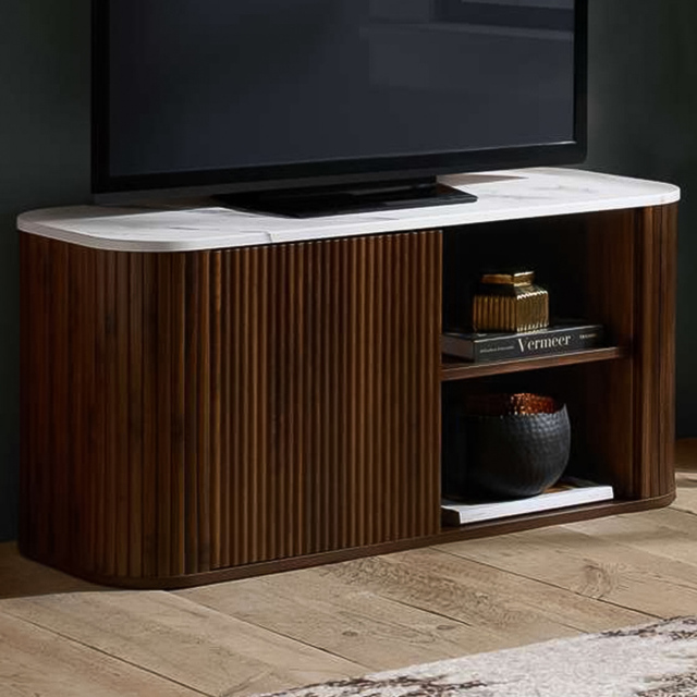 Birlea Kagu 2 Door 2 Shelf Walnut Small TV Unit - image 1