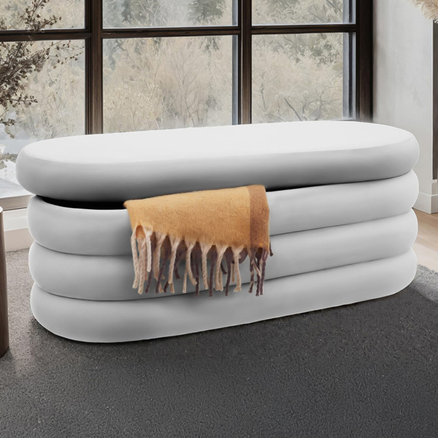tectake Altu Grey Velvet Bench with Storage - image 1