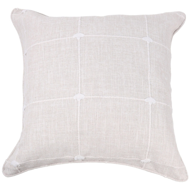 Divante Salcombe Linen Natural Check Cushion 55 x 55cm