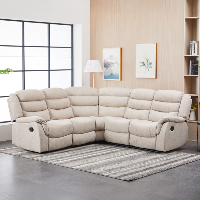 Artemis Home Loudon 5 Seater Beige Corner Manual Recliner Sofa - image 1