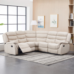 Artemis Home Loudon 5 Seater Beige Corner Manual Recliner Sofa - thumbnail 2