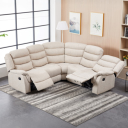 Artemis Home Loudon 5 Seater Beige Corner Manual Recliner Sofa - thumbnail 3