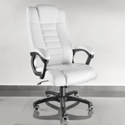 tectake White Office Chair with Padded Armrests - thumbnail 1