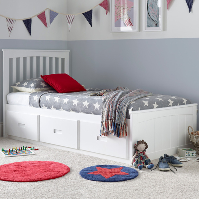 Bedmaster Quest White 3 Drawer Wooden Bed with Memory Foam Mattress - image 1