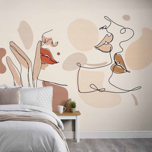 Grandeco Red Lip Faces 7 Lane Wall Mural - image 1