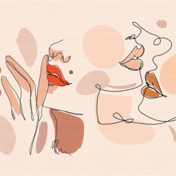 Grandeco Red Lip Faces 7 Lane Wall Mural - thumbnail 2