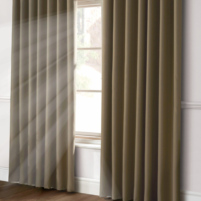 Alan Symonds Essential Plain Pencil Pleat Taped Top Curtains Beige 167 x 137cm - image 1