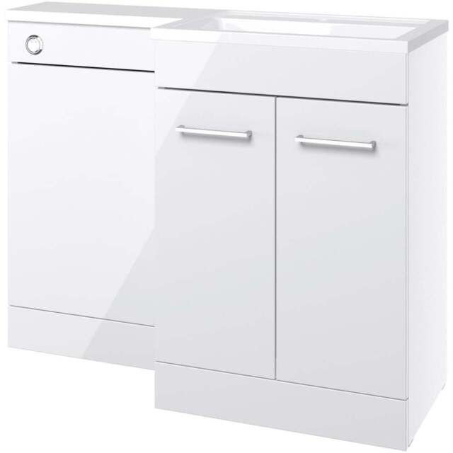 Bathstore Panama 2 Door White Gloss Right Hand Basin and WC Unit 1000mm - image 1