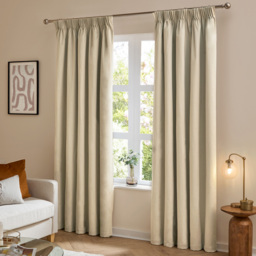 Furn The Ultimate Velvet Blackout Pencil Pleat Curtains Natural 229 x 229cm - thumbnail 1