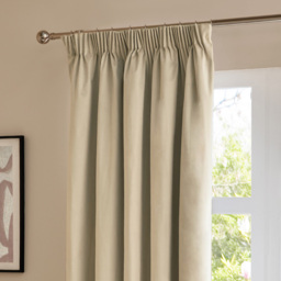 Furn The Ultimate Velvet Blackout Pencil Pleat Curtains Natural 229 x 229cm - thumbnail 4