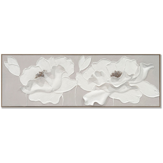 Neutral 3D Embellished Flower Canvas - image 1