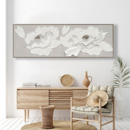 Neutral 3D Embellished Flower Canvas - thumbnail 2