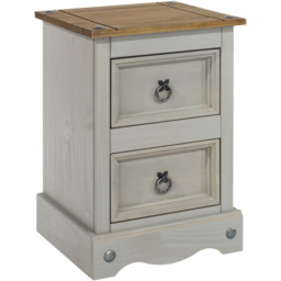Corona 2 Drawer Grey Washed Wax Petite Bedside Table - thumbnail 4