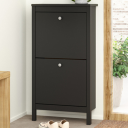 Florence Madrid 2 Flip Down Doors Matt Black Shoe Cabinet