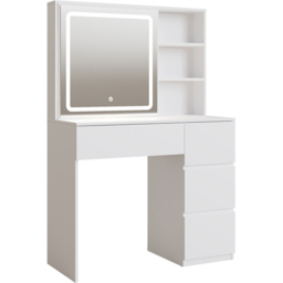 GFW Maeve White 4 Drawer 3 Shelf Dressing Table with LED Mirror - thumbnail 3