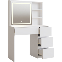 GFW Maeve White 4 Drawer 3 Shelf Dressing Table with LED Mirror - thumbnail 4