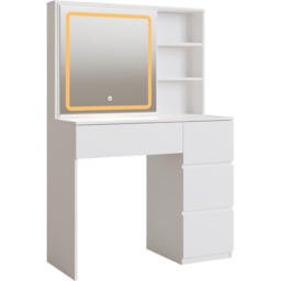 GFW Maeve White 4 Drawer 3 Shelf Dressing Table with LED Mirror - thumbnail 2
