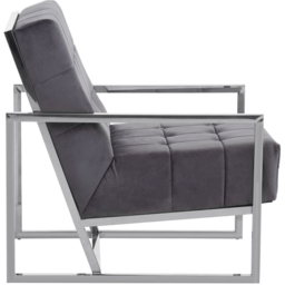 Premier Housewares Hana Grey Velvet Stainless Steel Frame Chair - thumbnail 4