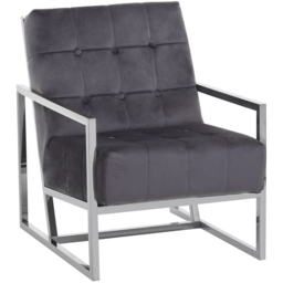 Premier Housewares Hana Grey Velvet Stainless Steel Frame Chair - thumbnail 2