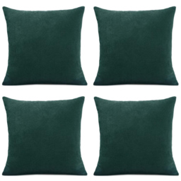 Alan Symonds Plain Velvet Chenille Green Cushion with Polyester Filled Pad 45 x 45cm 4 Pack