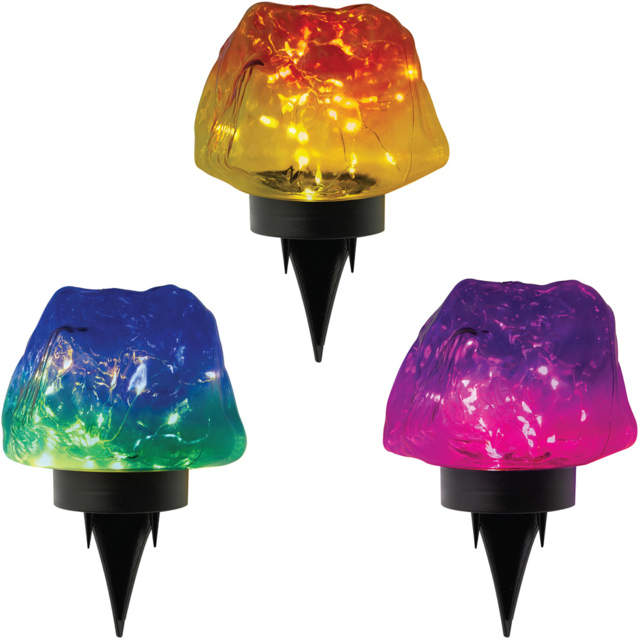 Gardenkraft Solar Rock Stone Light 3 Pack - image 1