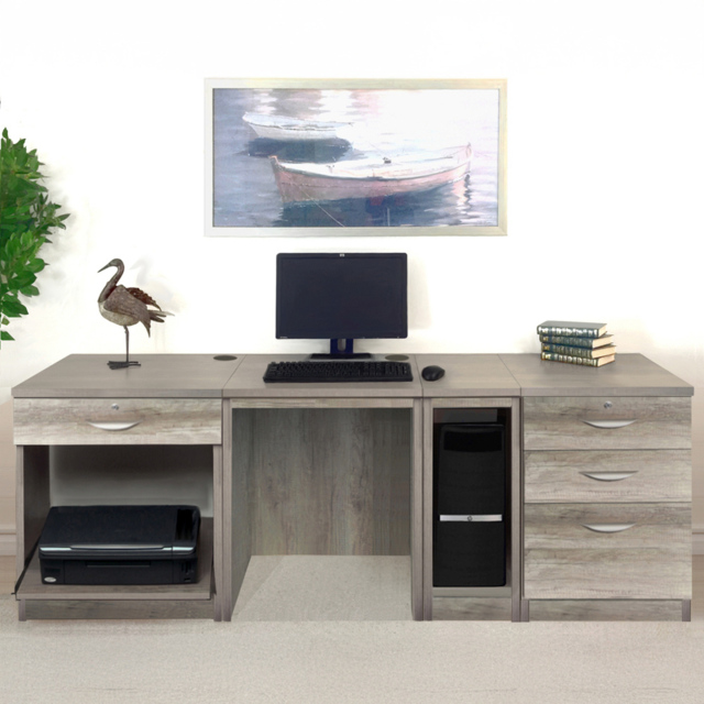 R White Cabinets Set 16 4 Drawer Grey Computer Desk - image 1