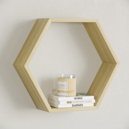 Homebase Hexagon Light Oak Effect Wall Shelf 3 Pack - thumbnail 2