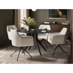 SOLACE+CO Emil Isla White 4 Seater Round Glass Dining Set - thumbnail 3