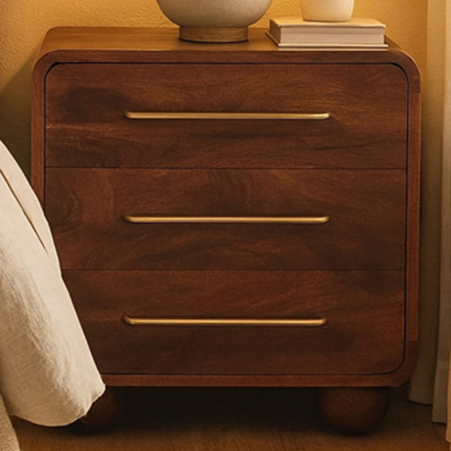 Artisan Furniture Brown 3 Drawer Solid Wood Rounded Chest of Drawers - image 1