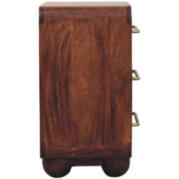 Artisan Furniture Brown 3 Drawer Solid Wood Rounded Chest of Drawers - thumbnail 4