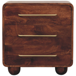 Artisan Furniture Brown 3 Drawer Solid Wood Rounded Chest of Drawers - thumbnail 2