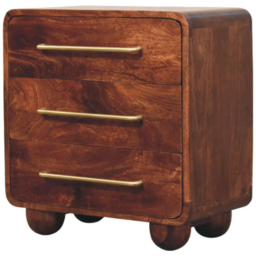 Artisan Furniture Brown 3 Drawer Solid Wood Rounded Chest of Drawers - thumbnail 3