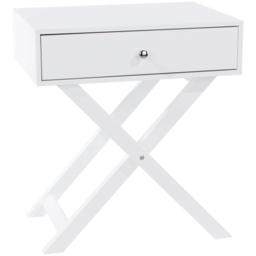 Leighton Single Drawer White X Legs Bedside Table - thumbnail 3