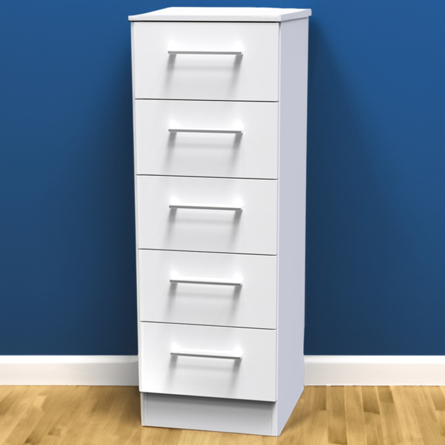 Crowndale Worcester White 5 Drawer Tallboy Ready Assembled - image 1